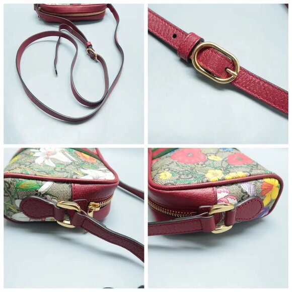 GUCCI Ophidia Red&Brown Canvas Shoulder Bag 500-020125 - Picture 7 of 12